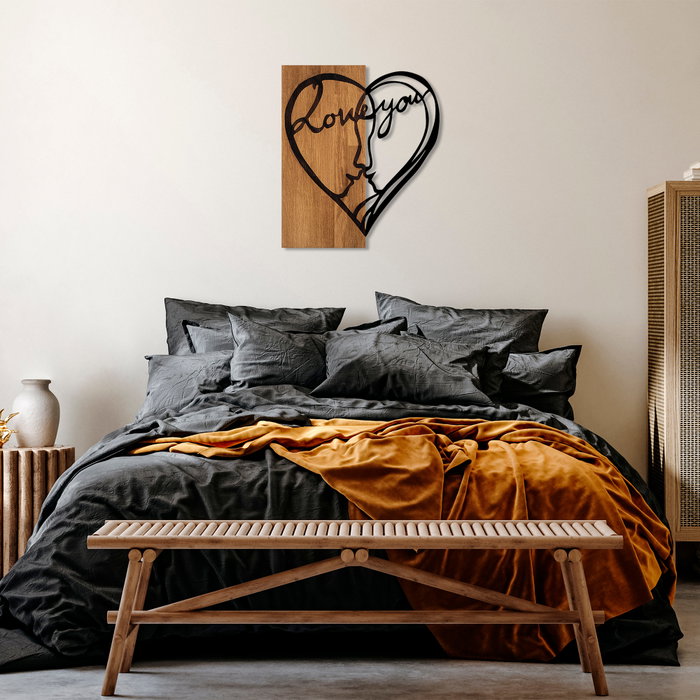 Wallity Escultura de pared i Love You en Nogal y Negro Wallity Escultura de pared i Love You en Nogal y Negro